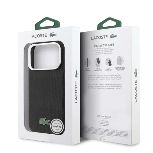 Lacoste Iconic Petit Pique Metal Logo MagSafe tok iPhone 17 Pro Max fekete tok - 