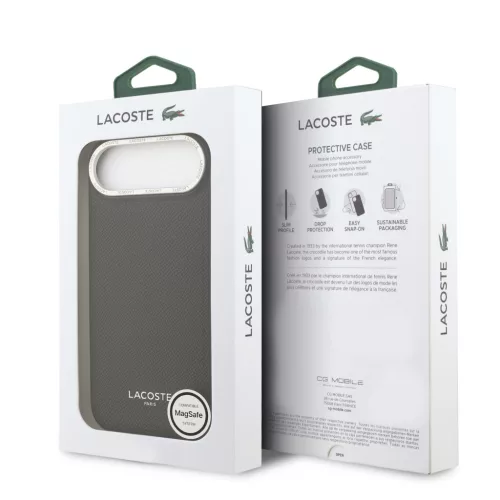 Lacoste PU Leather Champs Elysees MagSafe tok, iPhone Air - fekete