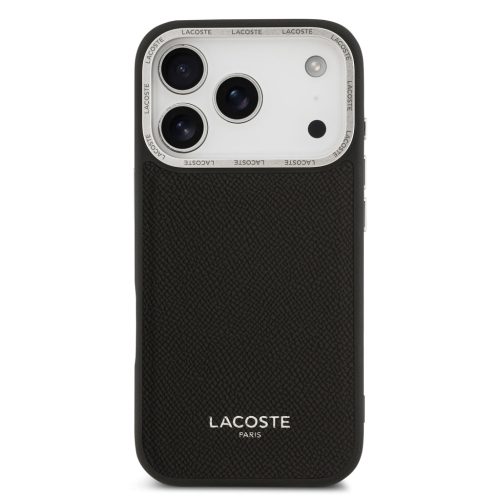 Lacoste PU Leather Champs Elysees MagSafe tok, iPhone 17 Pro - fekete