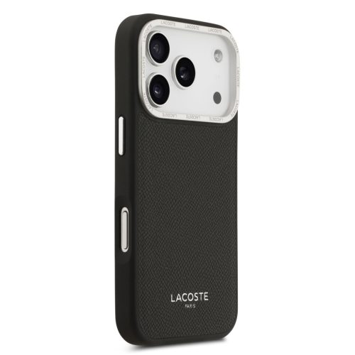 Lacoste PU Leather Champs Elysees MagSafe tok, iPhone 17 Pro - fekete