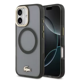   Lacoste PC/TPU Frosted Finish Gold Logo MagSafe tok Apple iPhone 17 készülékhez – Fekete