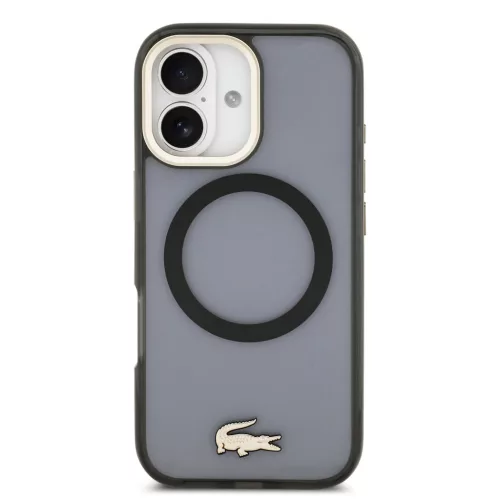 Lacoste PC/TPU Frosted Finish Gold Logo MagSafe tok Apple iPhone 17 készülékhez – Fekete