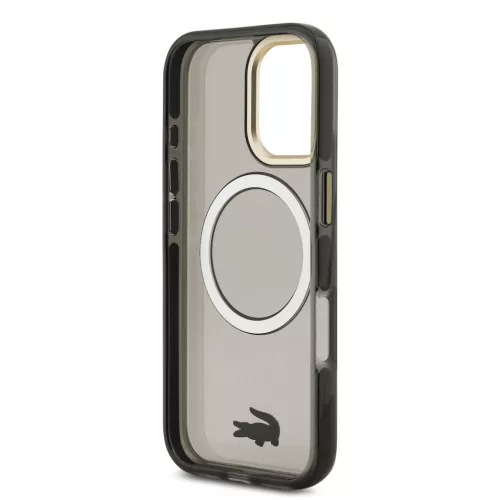 Lacoste PC/TPU Frosted Finish Gold Logo MagSafe tok Apple iPhone 17 készülékhez – Fekete