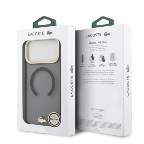 Lacoste PC/TPU Frosted Finish Gold Logo Apple iPhone 17 Pro - fekete