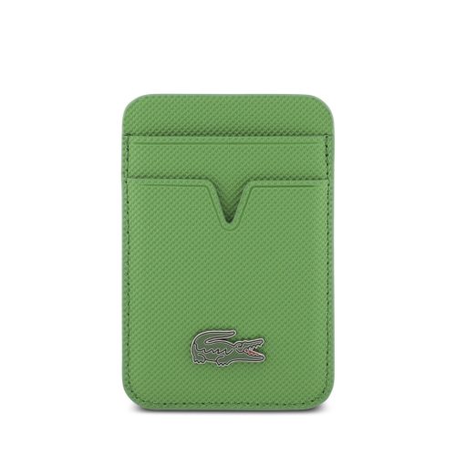 Lacoste Iconic Petit Pique MagSafe tok + kártyatartó pénztárca, Apple iPhone 17 Pro - zöld