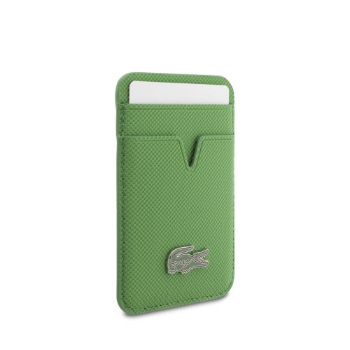 Lacoste Iconic Petit Pique MagSafe tok + kártyatartó pénztárca, Apple iPhone 17 Pro - zöld