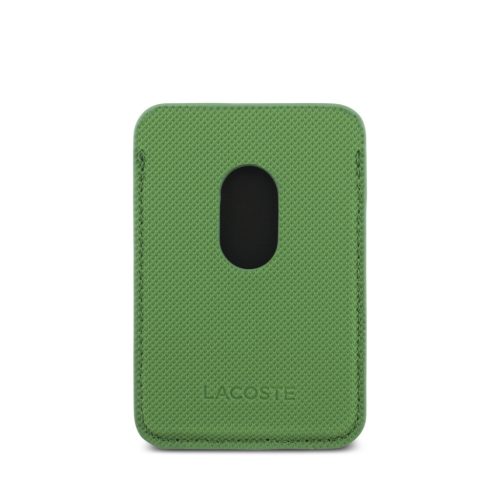 Lacoste Iconic Petit Pique MagSafe tok + kártyatartó pénztárca, Apple iPhone 17 Pro - zöld