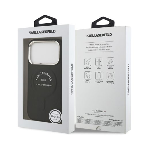 Karl Lagerfeld PU RSG Logo MagSafe tok, iPhone 17 Pro - fekete