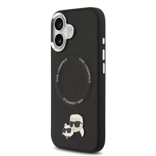 Karl Lagerfeld Grained PU Repeated Logo MagSafe tok Apple iPhone 17 készülékhez – Fekete