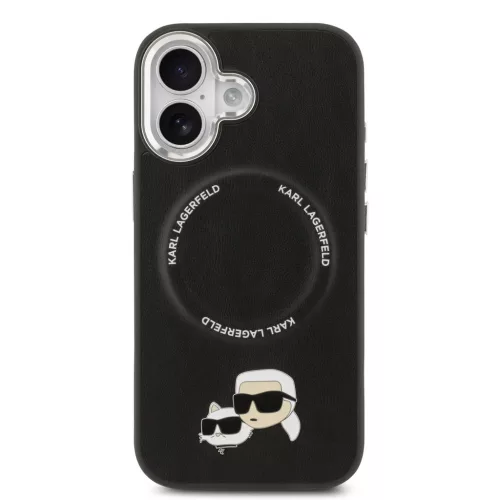 Karl Lagerfeld Grained PU Repeated Logo MagSafe tok Apple iPhone 17 készülékhez – Fekete