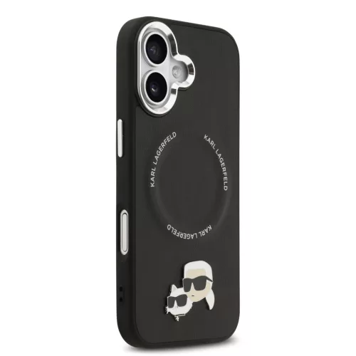 Karl Lagerfeld Grained PU Repeated Logo MagSafe tok Apple iPhone 17 készülékhez – Fekete