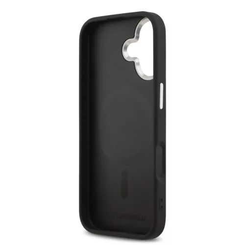 Karl Lagerfeld Grained PU Repeated Logo MagSafe tok Apple iPhone 17 készülékhez – Fekete