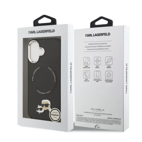 Karl Lagerfeld Grained PU Repeated Logo MagSafe tok Apple iPhone 17 készülékhez – Fekete
