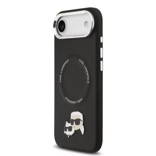 Karl Lagerfeld PU Karl and Choupette Heads Pins MagSafe iPhone Air tok – fekete