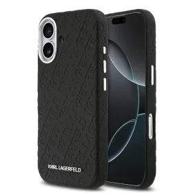  Karl Lagerfeld Grained PU Repeated Logo MagSafe tok,  iPhone 17 - fekete