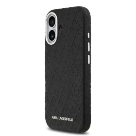   Karl Lagerfeld Grained PU Repeated Logo MagSafe tok,  iPhone 17 - fekete