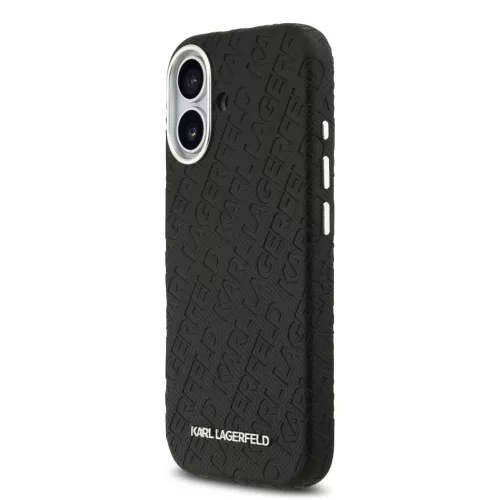 Karl Lagerfeld Grained PU Repeated Logo MagSafe tok,  iPhone 17 - fekete