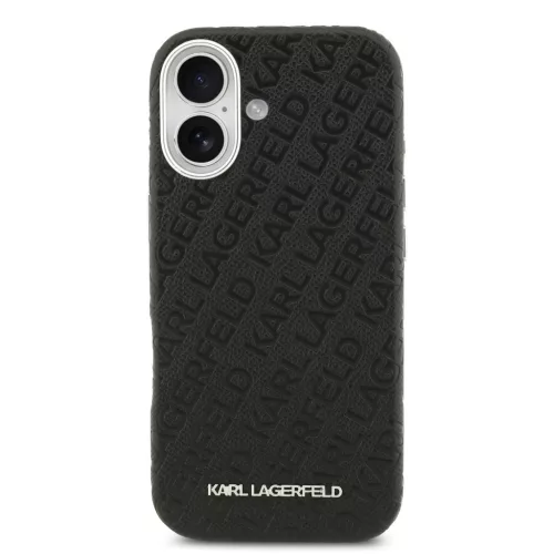 Karl Lagerfeld Grained PU Repeated Logo MagSafe tok,  iPhone 17 - fekete