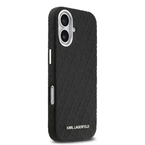 Karl Lagerfeld Grained PU Repeated Logo MagSafe tok,  iPhone 17 - fekete