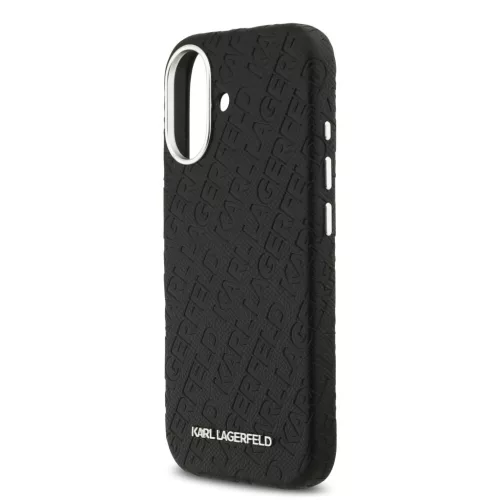 Karl Lagerfeld Grained PU Repeated Logo MagSafe tok,  iPhone 17 - fekete