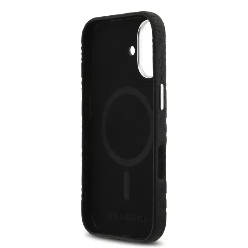 Karl Lagerfeld Grained PU Repeated Logo MagSafe tok,  iPhone 17 - fekete