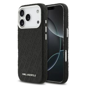   Karl Lagerfeld Grained PU Repeated Logo MagSafe tok,  iPhone 17 Pro - fekete - 