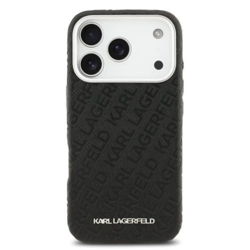 Karl Lagerfeld Grained PU Repeated Logo MagSafe tok,  iPhone 17 Pro - fekete - 
