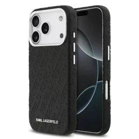   Karl Lagerfeld Grained PU Repeated Logo MagSafe tok,  iPhone 17 Pro Max - fekete