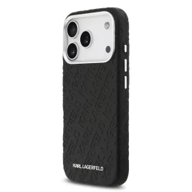   Karl Lagerfeld Grained PU Repeated Logo MagSafe tok,  iPhone 17 Pro Max - fekete