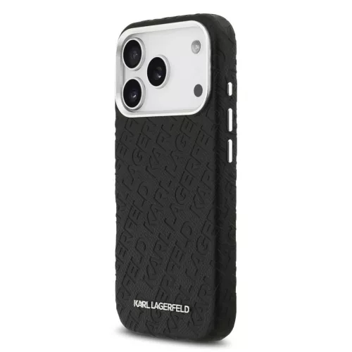 Karl Lagerfeld Grained PU Repeated Logo MagSafe tok,  iPhone 17 Pro Max - fekete