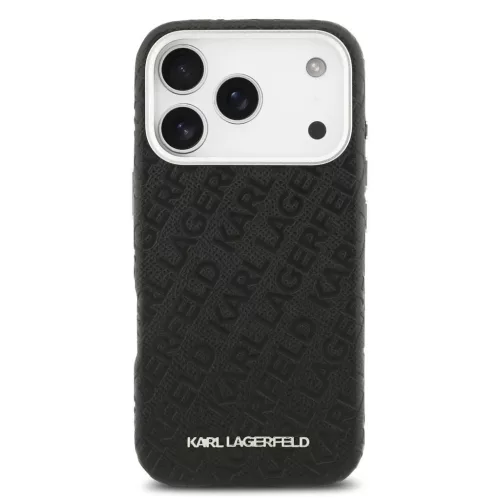 Karl Lagerfeld Grained PU Repeated Logo MagSafe tok,  iPhone 17 Pro Max - fekete