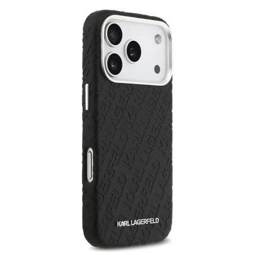 Karl Lagerfeld Grained PU Repeated Logo MagSafe tok,  iPhone 17 Pro Max - fekete