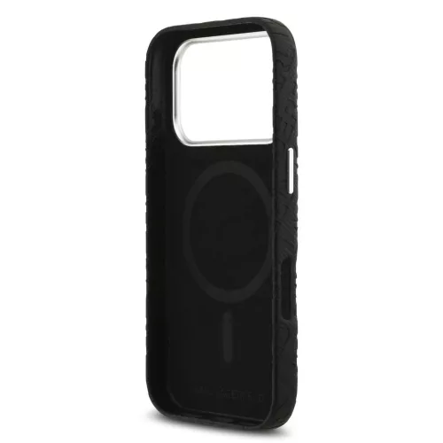 Karl Lagerfeld Grained PU Repeated Logo MagSafe tok,  iPhone 17 Pro Max - fekete