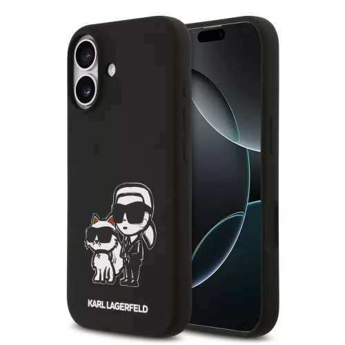 Karl Lagerfeld Liquid Silicone K&CH Sketch MagSafe tok, iPhone 17 - fekete