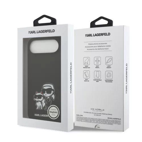 Karl Lagerfeld Liquid Silicone K&CH Sketch MagSafe tok, iPhone Air - fekete