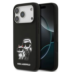   Karl Lagerfeld Liquid Silicone K&CH Sketch MagSafetok, iPhone 17 Pro - fekete