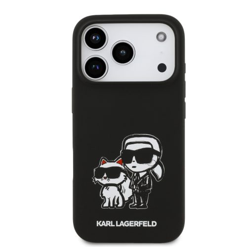 Karl Lagerfeld Liquid Silicone K&CH Sketch MagSafetok, iPhone 17 Pro - fekete