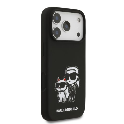 Karl Lagerfeld Liquid Silicone K&CH Sketch MagSafetok, iPhone 17 Pro - fekete