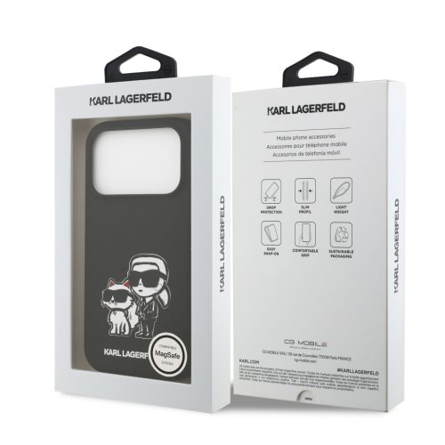 Karl Lagerfeld Liquid Silicone K&CH Sketch MagSafetok, iPhone 17 Pro - fekete