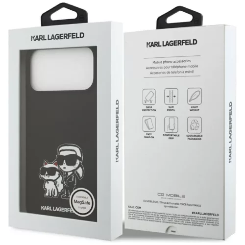Karl Lagerfeld Liquid Silicone K&CH Sketch MagSafe tok, iPhone 17 Pro Max - fekete