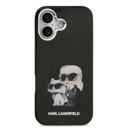 Karl Lagerfeld IML Aquarelle Karl and Choupette tok, iPhone 17 - fekete
