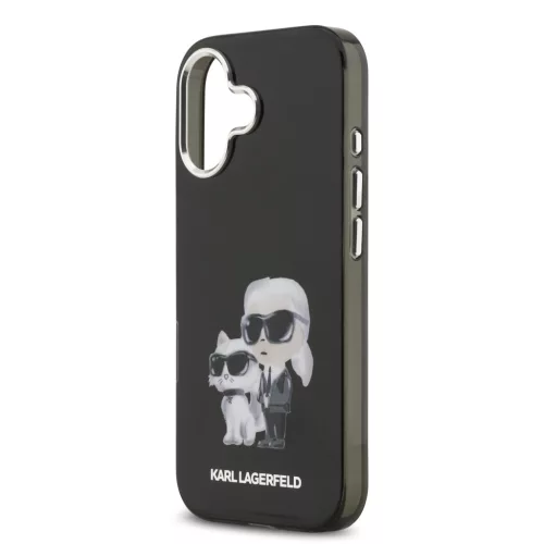 Karl Lagerfeld IML Aquarelle Karl and Choupette tok, iPhone 17 - fekete