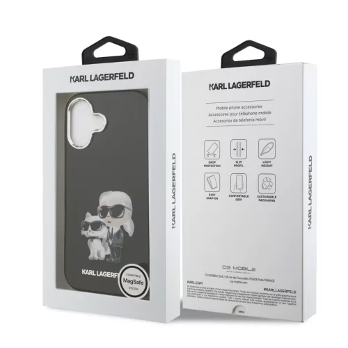 Karl Lagerfeld IML Aquarelle Karl and Choupette tok, iPhone 17 - fekete