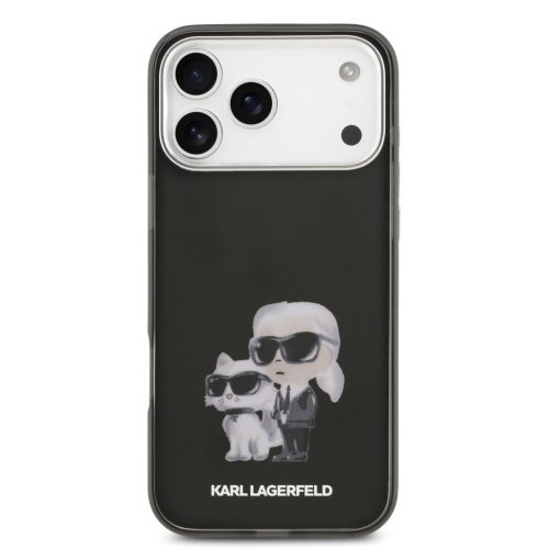 Karl Lagerfeld IML Aquarelle Karl and Choupette tok, iPhone 17 Pro - fekete