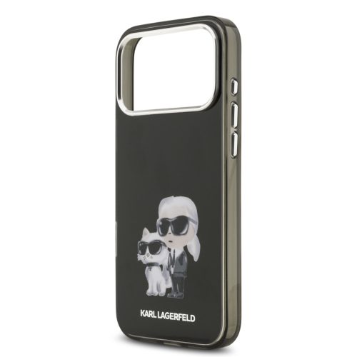 Karl Lagerfeld IML Aquarelle Karl and Choupette tok, iPhone 17 Pro - fekete