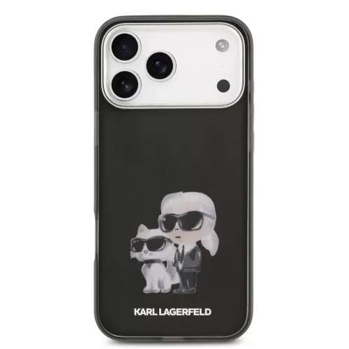 Karl Lagerfeld IML Aquarelle Karl and Choupette tok, iPhone 17 Pro Max - fekete