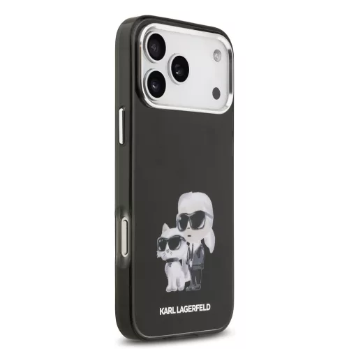 Karl Lagerfeld IML Aquarelle Karl and Choupette tok, iPhone 17 Pro Max - fekete