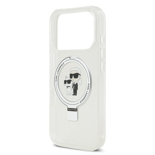 Karl Lagerfeld Ringstand Karl and Choupette MagSafe tok, iPhone 17 Pro - fehér