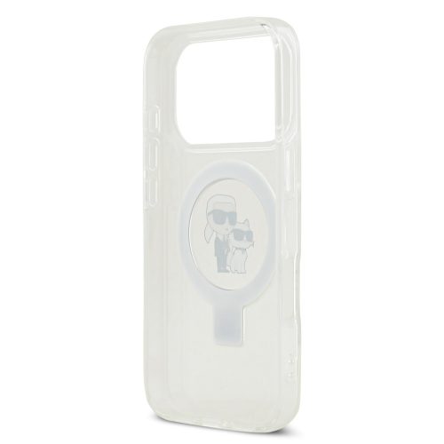 Karl Lagerfeld Ringstand Karl and Choupette MagSafe tok, iPhone 17 Pro - fehér