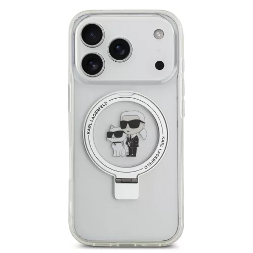Karl Lagerfeld Ringstand Karl and Choupette MagSafe tok, iPhone 17 Pro Max - fehér